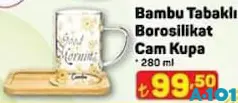 BAMBU TABAKLI BOROSİLİKAT CAM KUPA 280 ML